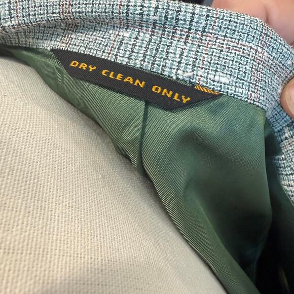 Tan and green plaid men's blazer - Picture 6 of 7